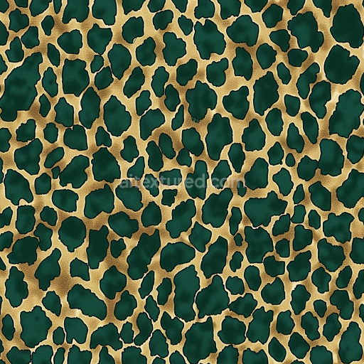 Seamless 3D PBR Leopard Print Fabric Texture in Green and Gold Tones