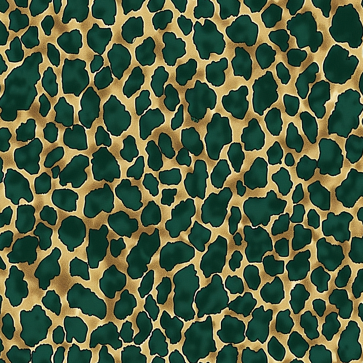 Leopard Print Fabric in Green and Gold seamless PBR texture preview