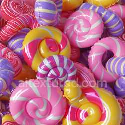 seamless Seamless 3D Inflated Candy Swirl Vinyl PBR Texture in Bright Pink, Purple & Yellow texture 8k free download PBR