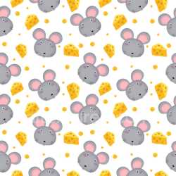 Pattern Bundle - Seamless 3D Pattern PBR Texture Featuring Cute Gray Mouse Heads and Yellow Cheese Wedges texture preview