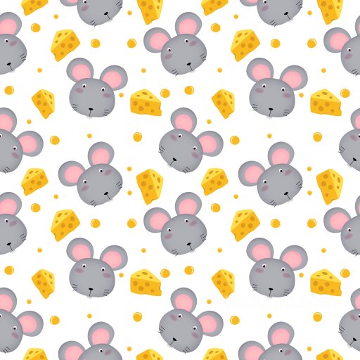 Pattern PBR Texture Featuring Cute Gray Mouse Heads and Yellow Cheese Wedges seamless Pattern Bundle PBR texture
