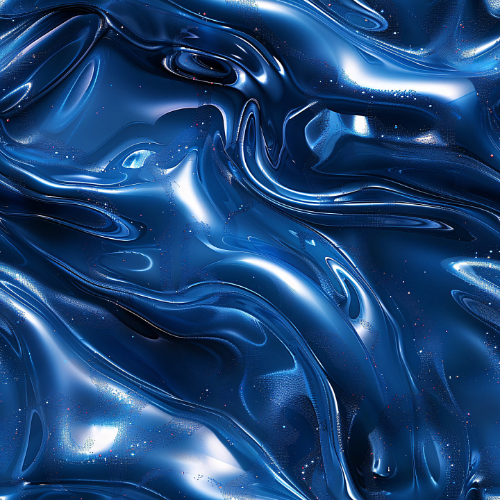Glossy with Smooth Blue Fluid Waves and Reflective Highlights seamless PBR texture preview