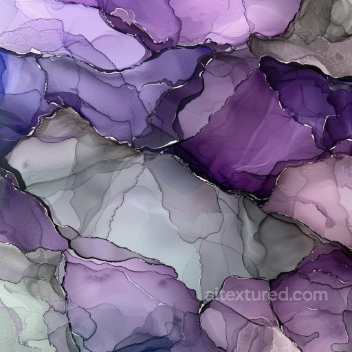 Alcohol Ink PBR Texture with Purple Lavender Veins and Translucent Layers seamless Alcohol ink PBR texture