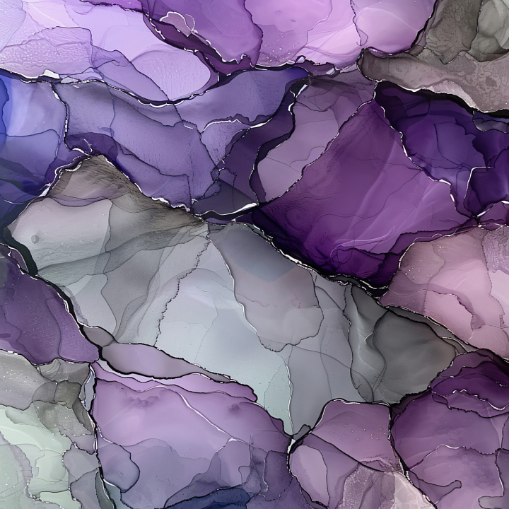 Alcohol Ink with Purple Lavender Veins and Translucent Layers seamless PBR texture preview