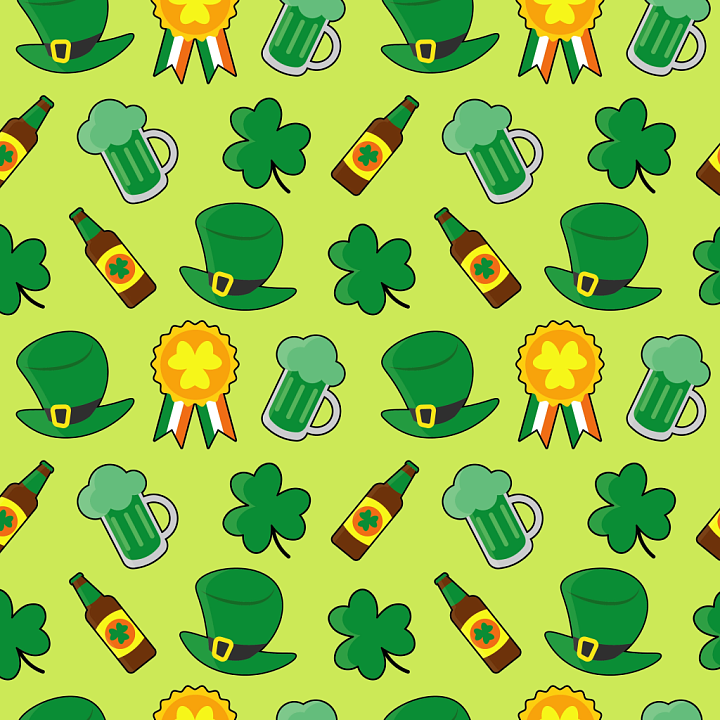 Featuring St Patrick's Day Themed Digital Paper Design seamless PBR texture preview