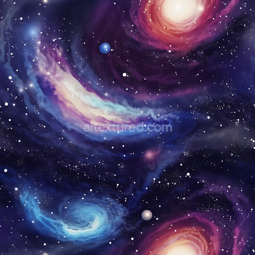 Seamless 3D Space PBR Texture Featuring Colorful Galaxy Nebula and Starfield