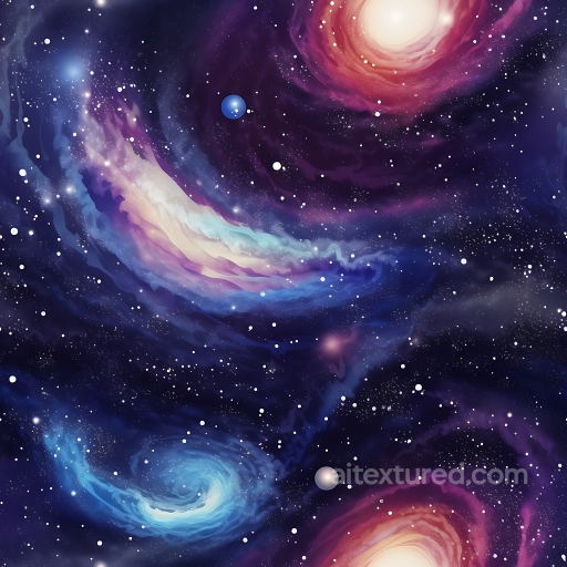 Space PBR Texture Featuring Colorful Galaxy Nebula and Starfield seamless Star, space, planets PBR texture