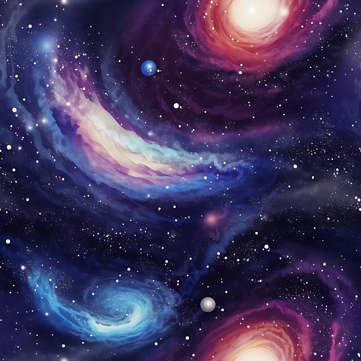 Space Featuring Colorful Galaxy Nebula and Starfield seamless PBR texture preview