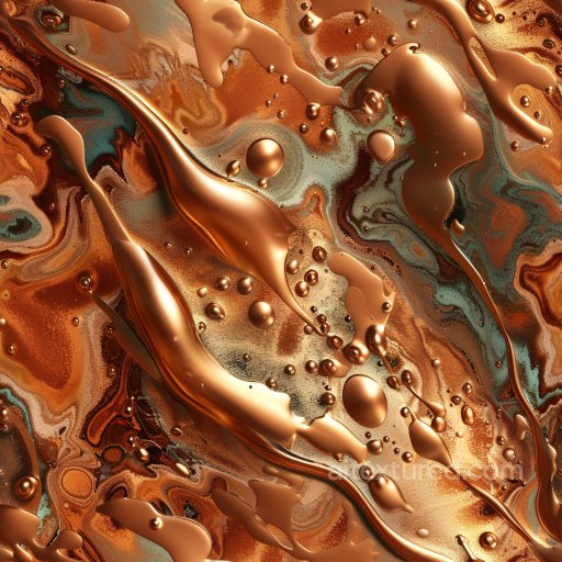 Seamless 3D PBR Texture Featuring Glossy Copper Liquid Flow and Swirls texture preview