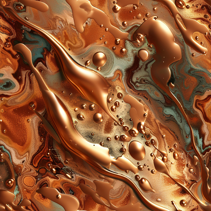 Featuring Glossy Copper Liquid Flow and Swirls seamless PBR texture preview