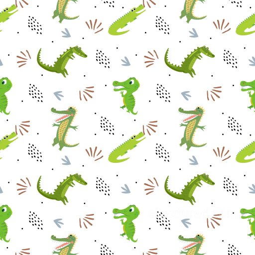 Pattern PBR Texture Featuring Playful Cartoon Crocodile Motifs on White seamless Pattern Bundle PBR texture