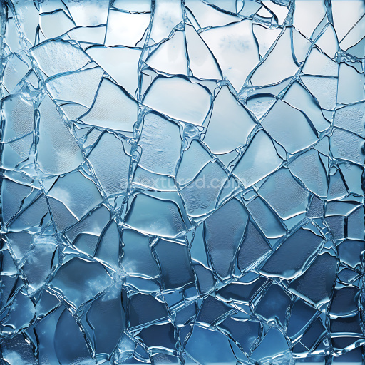 Seamless 3D Broken Glass Cracked Fragments PBR Texture in Blue Tones