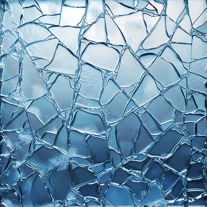 Broken Glass Cracked Fragments in Blue Tones seamless PBR texture preview