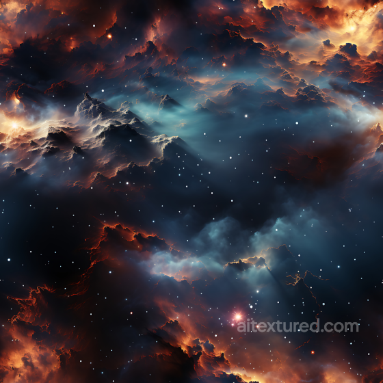 Space PBR Texture Featuring Fiery Cosmic Nebula with Glowing Stars Star, space, planets texture preview