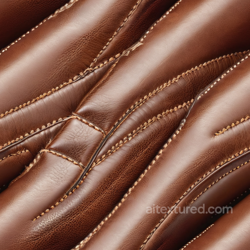 Brown Leather PBR Texture Featuring Fine Grain and Detailed Stitching seamless Leather PBR texture
