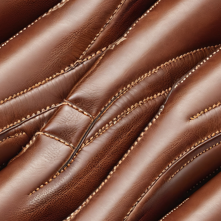 Brown Leather Featuring Fine Grain and Detailed Stitching seamless PBR texture preview