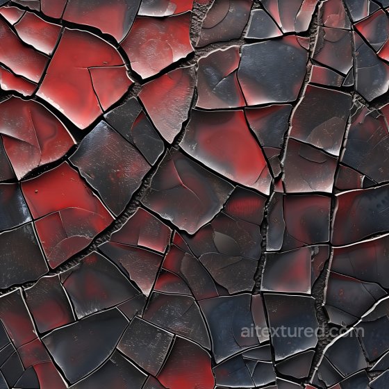 Cracked Lacquer Paint Texture with Red-Black Fractured Pattern Cracked & Holes texture preview