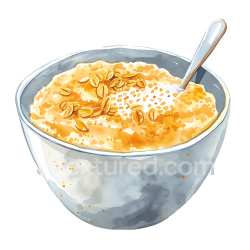 seamless Oat Bran Hot Cereal Breakfast Bowl Illustration with Spoon texture 8k free download PBR