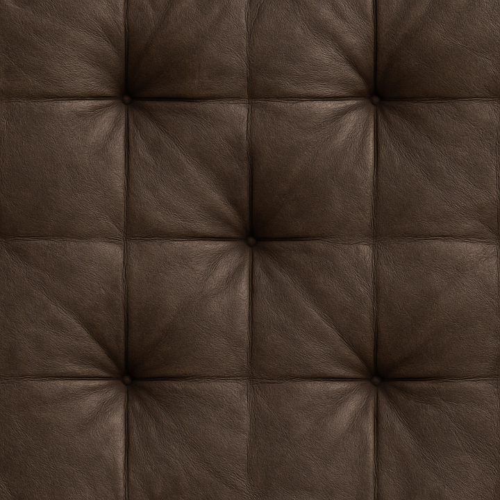 Quilted Dark Brown Leather with Soft Grain seamless PBR texture preview
