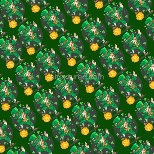 Seamless 3D PBR Texture of Cartoon Style St Patrick Leprechaun Pattern