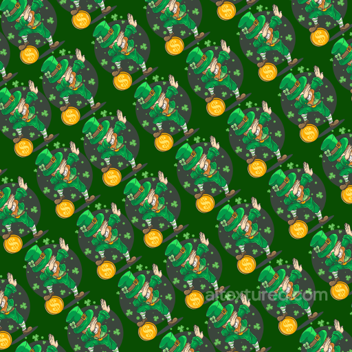 with Cartoon Leprechaun & Gold Coin Pattern seamless St patrick digital paper bundle PBR texture