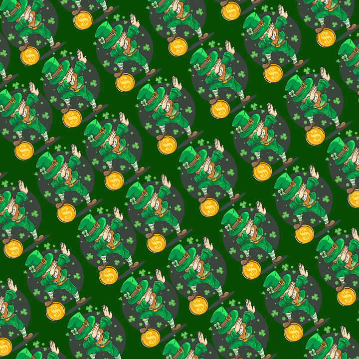 St Patrick Digital Paper Bundle of Cartoon Style St Patrick Leprechaun… seamless PBR texture preview