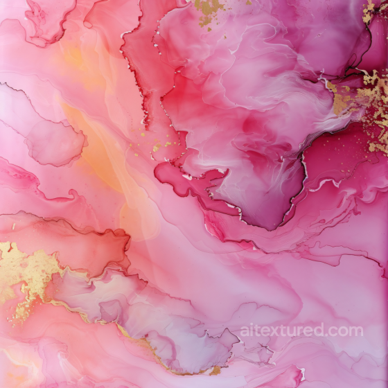 Alcohol Ink PBR Texture Featuring Flowing Pink and Gold Swirls Alcohol ink texture preview