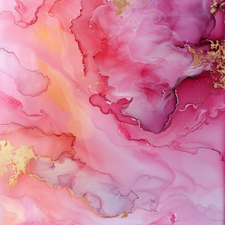 Alcohol Ink Featuring Flowing Pink and Gold Swirls seamless PBR texture preview