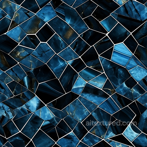 Black and Blue Marble Mosaic PBR Texture with Irregular Tile Pattern seamless Marble PBR texture