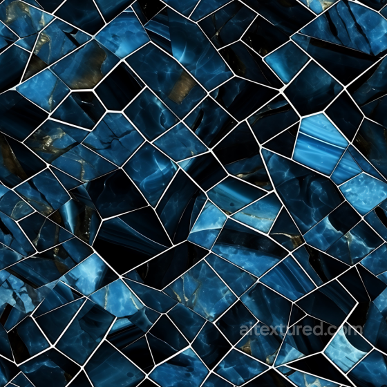 Black and Blue Marble Mosaic PBR Texture with Irregular Tile Pattern Marble texture preview