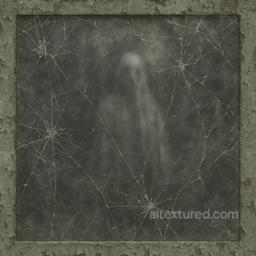 Haunted Mirror With Cobweb Cracks And Spooky Shadows seamless Halloween PBR texture