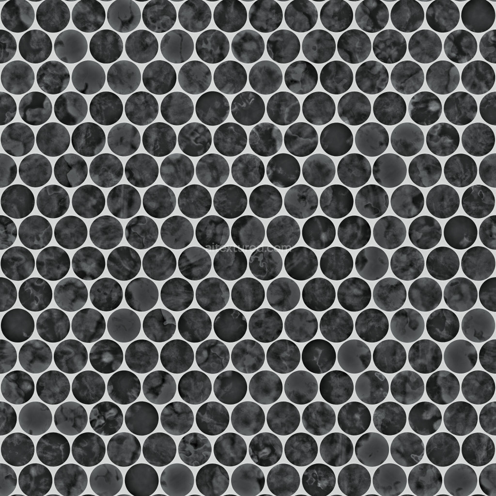 Seamless circular PBR tiles texture in dark shades