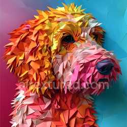 seamless Seamless 3D PBR Texture of Origami-Inspired Orange Pink Dog Fur Pattern texture 8k free download PBR