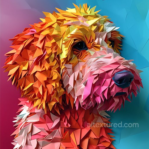 Animal - Seamless 3D PBR Texture of Origami-Inspired Orange Pink Dog Fur Pattern texture preview
