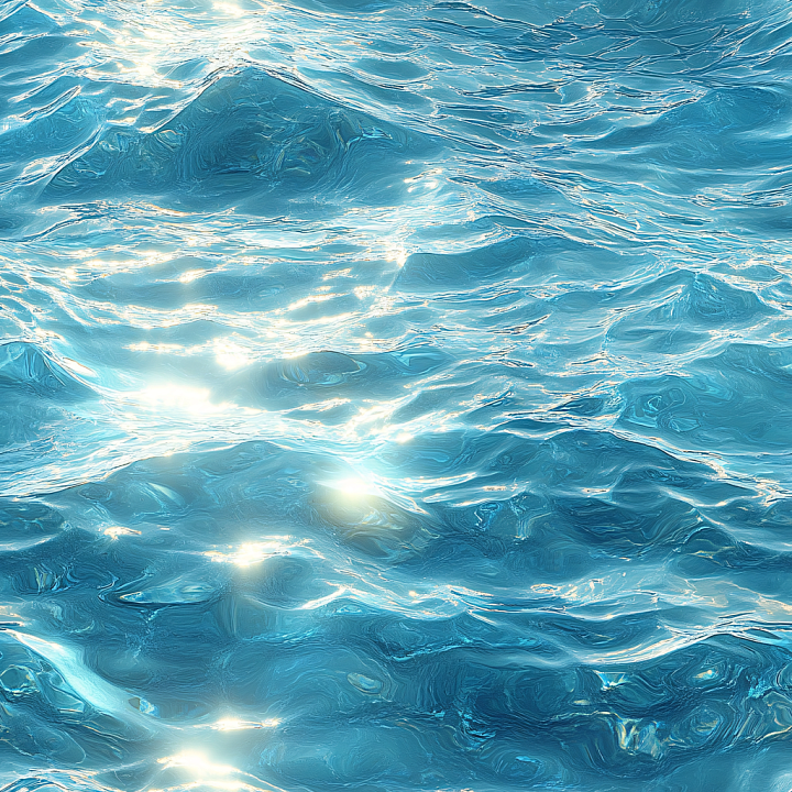 Water With Realistic Sunlit Ocean Surface And Gentle Waves seamless PBR texture preview