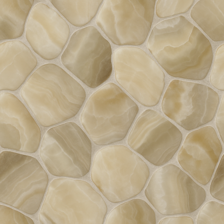 Onyx Pieces Mosaic With Neutral Hues And Polished Stone Finish seamless PBR texture preview