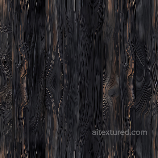 Charred Black Wood Planks Texture with Deep Grain and Knots seamless Wood PBR texture