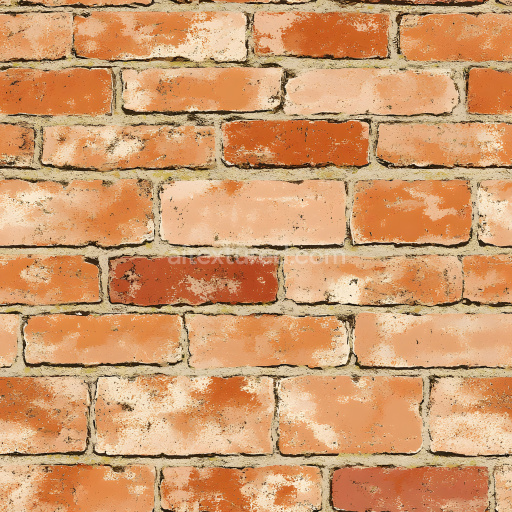Seamless 3D PBR Texture of Weathered Cracked Red Brick Wall with Chipped Surfaces