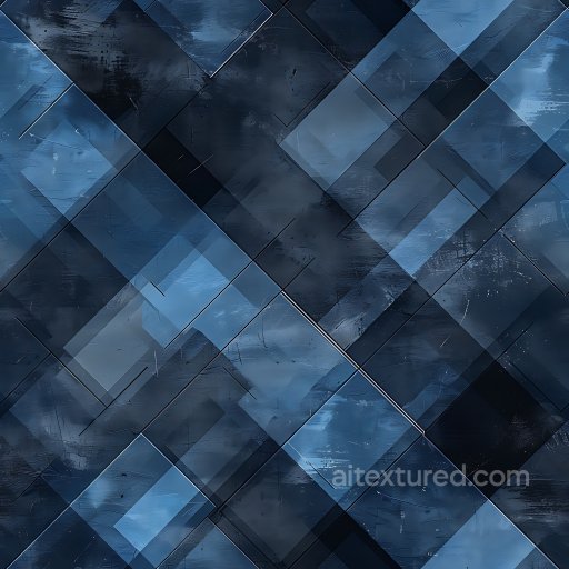 Seamless 3D PBR Texture Featuring Dark Blue Geometric Plaid Pattern with Overlapping Rect… texture preview