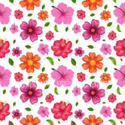 Pattern Bundle - Seamless 3D Floral Pattern PBR Texture Featuring Colorful Tropical Flowers and Green Leav… texture preview