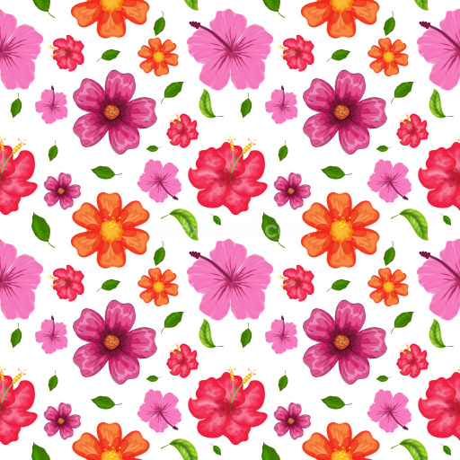 Pattern Bundle - Seamless 3D Floral Pattern PBR Texture Featuring Colorful Tropical Flowers and Green Leav… texture preview