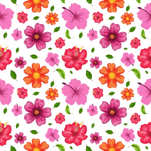 Floral Pattern PBR Texture Featuring Colorful Tropical Flowers and Green Leaves seamless Pattern Bundle PBR texture