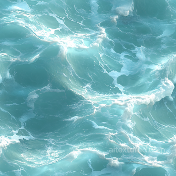 Seamless Realistic 3D Ocean Water Surface PBR Texture with Dynamic Foam Water texture preview