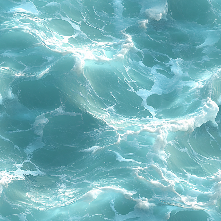 Realistic Ocean Water Surface with Dynamic Foam seamless PBR texture preview