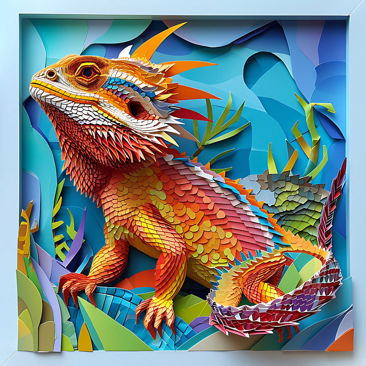 Animal of Vivid Bearded Dragon Scales with Spiked Detail seamless PBR texture preview