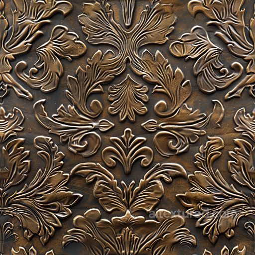 embossed vintage brown leather PBR texture with intricate floral pattern seamless Leather PBR texture