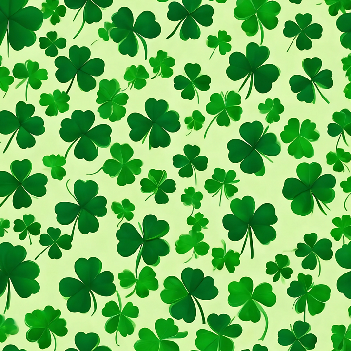 Green Shamrock Clover Pattern for St Patrick seamless PBR texture preview