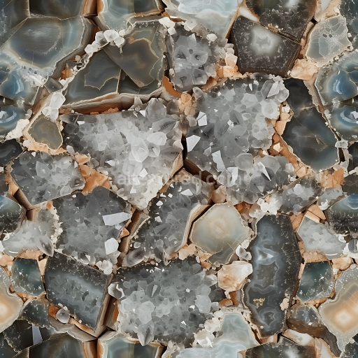 Seamless 3D PBR Polished Agate Stone Texture with Crystal Inclusions