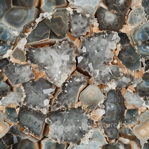 Polished Agate Stone Texture with Crystal Inclusions seamless Stone PBR texture