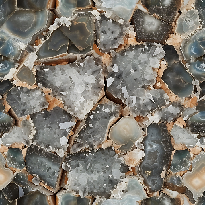 Polished Agate Stone with Crystal Inclusions seamless PBR texture preview